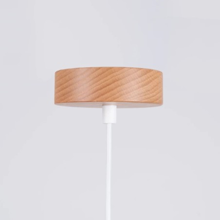Pendant lamp Aszo, white and natural wood