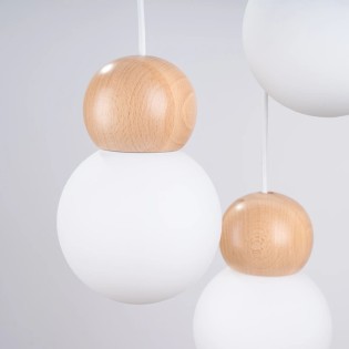 Pendant light Aeri 3 lights, natural wood