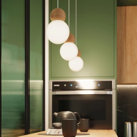Pendant light Aeri 3 lights, natural wood
