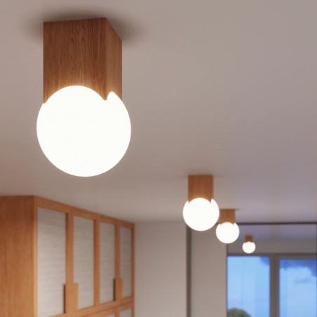 Wall spotlight Inkodo, natural wood