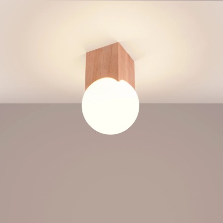 Wall spotlight Inkodo, natural wood