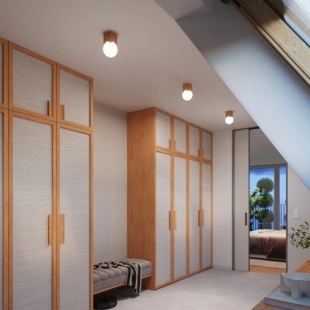 Wall spotlight Inkodo, natural wood