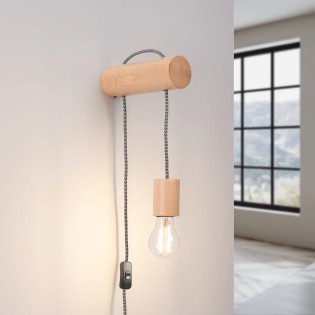 Wall light Neia E27, natural wood