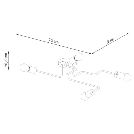 Pendant light Zano, black, 4 lights