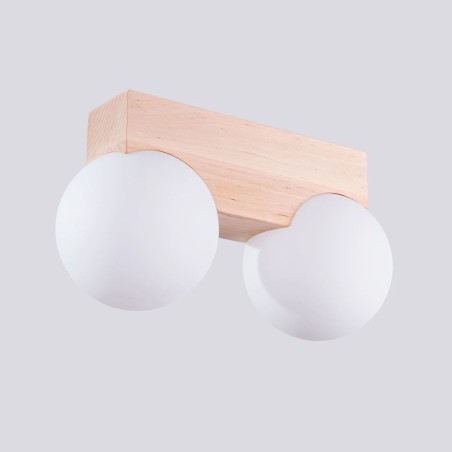 Ceiling light Liea, 2 lights, natural wood
