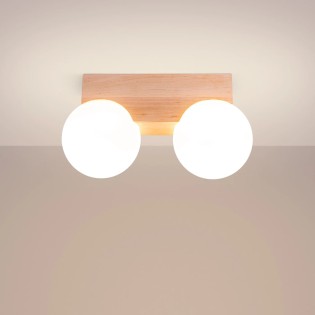 Ceiling light Liea, 2 lights, natural wood