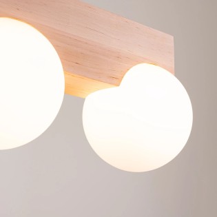 Ceiling light Liea, 2 lights, natural wood