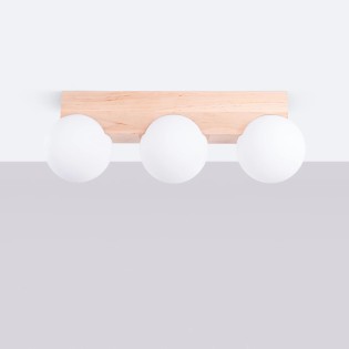 Ceiling light Liea, 3 lights, natural wood