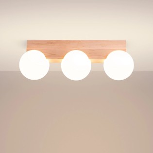 Ceiling light Liea, 3 lights, natural wood
