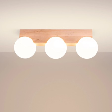 Ceiling light Liea, 3 lights, natural wood