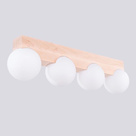 Ceiling light Liea, 4 lights, natural wood
