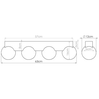 Ceiling light Liea, 4 lights, natural wood