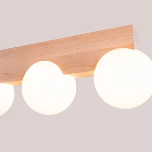 Ceiling light Liea, 4 lights, natural wood
