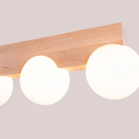 Ceiling light Liea, 4 lights, natural wood