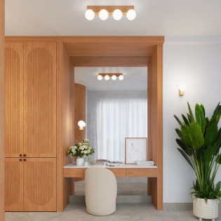 Ceiling light Liea, 4 lights, natural wood