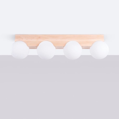 Ceiling light Liea, 4 lights, natural wood