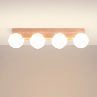 Ceiling light Liea, 4 lights, natural wood