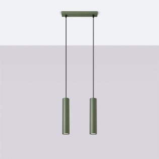 Pendant light Vaza, olive green, 2 lights