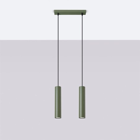 Pendant light Vaza, olive green, 2 lights