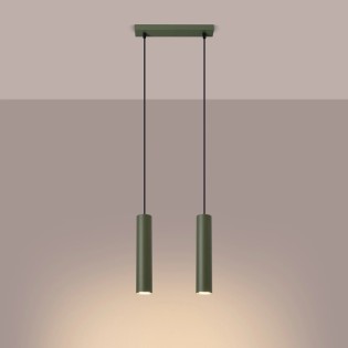 Pendant light Vaza, olive green, 2 lights