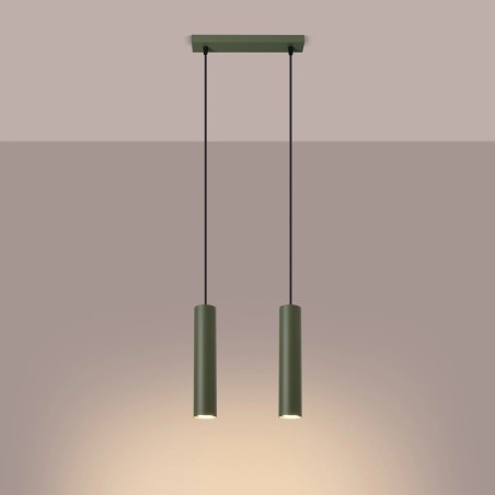 Pendant light Vaza, olive green, 2 lights