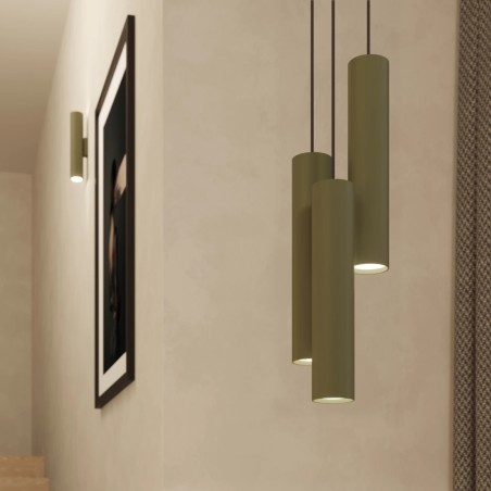 Pendant light Vaza,  olive green, 3 lights, round ceiling rose