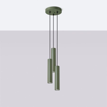 Pendant light Vaza,  olive green, 3 lights, round ceiling rose