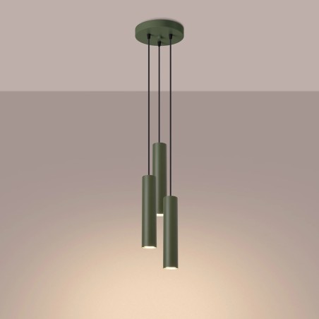 Pendant light Vaza,  olive green, 3 lights, round ceiling rose