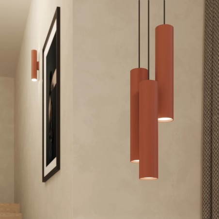 Pendant light Vaza,  red, 3 lights, round ceiling rose