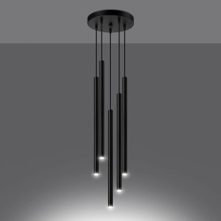 Pendant light Vacu, black, 5 lights