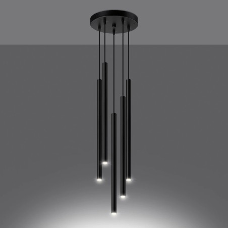 Pendant light Vacu, black, 5 lights