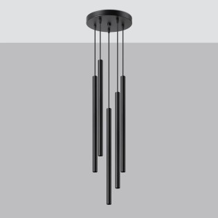 Pendant light Vacu, black, 5 lights