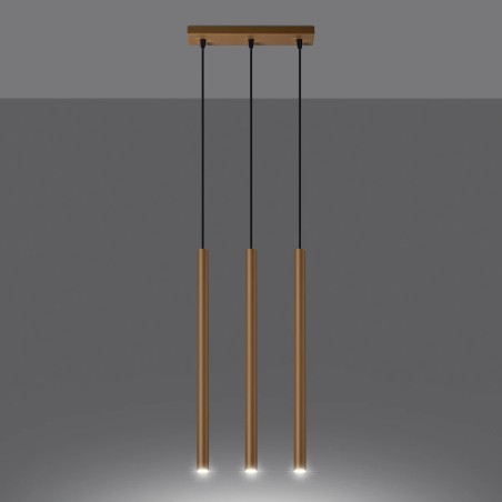 Pendant light Vacu, gold, 3 lights