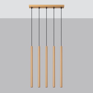 Pendant light Vacu, gold, 5 lights