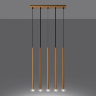 Pendant light Vacu, gold, 5 lights