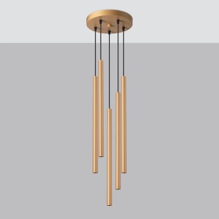 Pendant light Vacu, gold, 5 lights