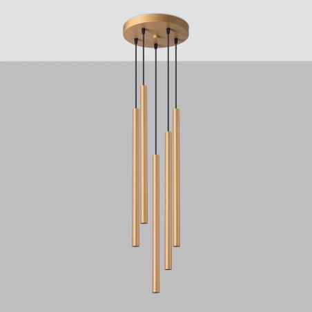 Pendant light Vacu, gold, 5 lights