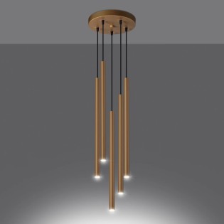 Pendant light Vacu, gold, 5 lights
