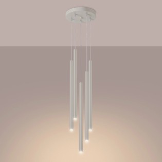 Pendant light Vacu, beige, 5 lights