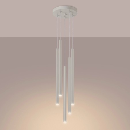 Pendant light Vacu, beige, 5 lights