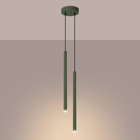 Pendant light Vacu, green, 2 light