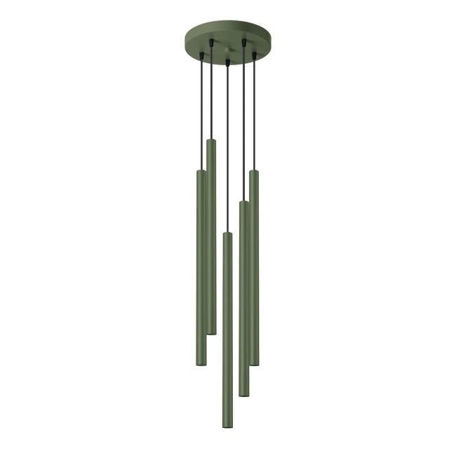 Pendant light Vacu, green, 5 lights