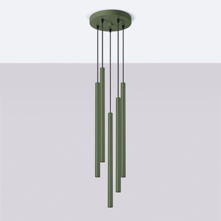 Pendant light Vacu, green, 5 lights