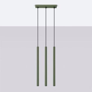 Pendant light Vacu, green, 3 lights