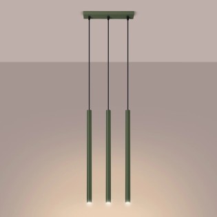 Pendant light Vacu, green, 3 lights