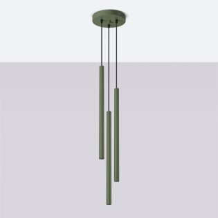 Pendant light Vacu, green, 3 lights