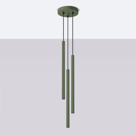 Pendant light Vacu, green, 3 lights