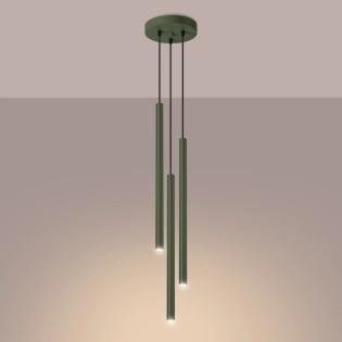 Pendant light Vacu, green, 3 lights