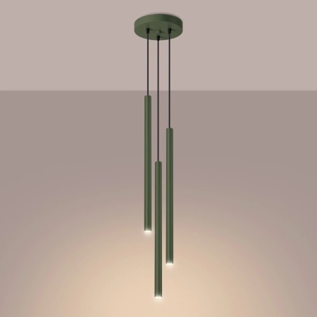 Pendant light Vacu, green, 3 lights