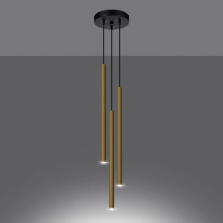 Pendant light Vacu, polished gold, 3 lights